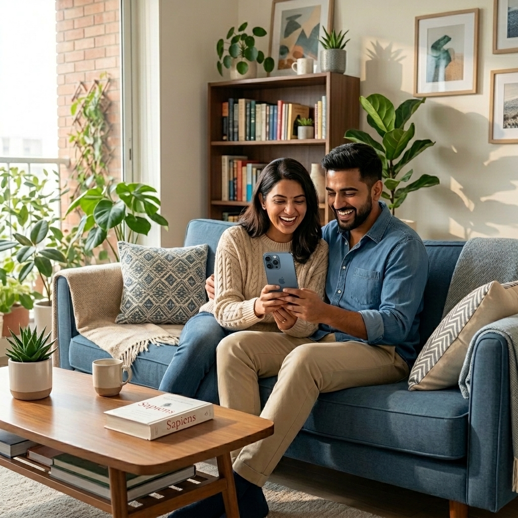 Couple managing shared finances and expenses together