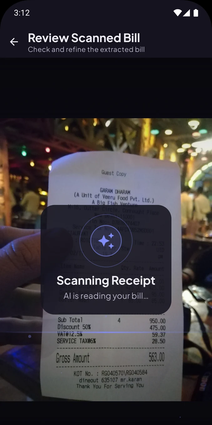 FairShare AI receipt scanning